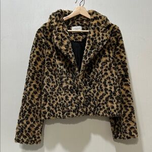 ELWOOD Cropped  Leopard Print  Faux Fur  Jacket Womens Sz 8